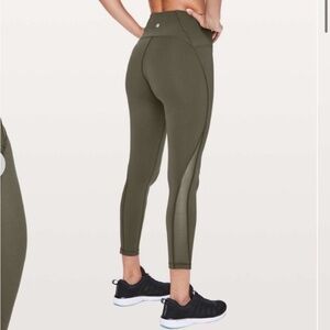 lululemon athletica Olive Green High-Rise Mesh Panel Leggings